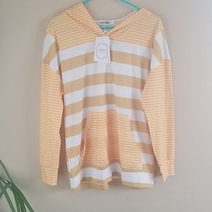 Sweater hooded yellow stripes
